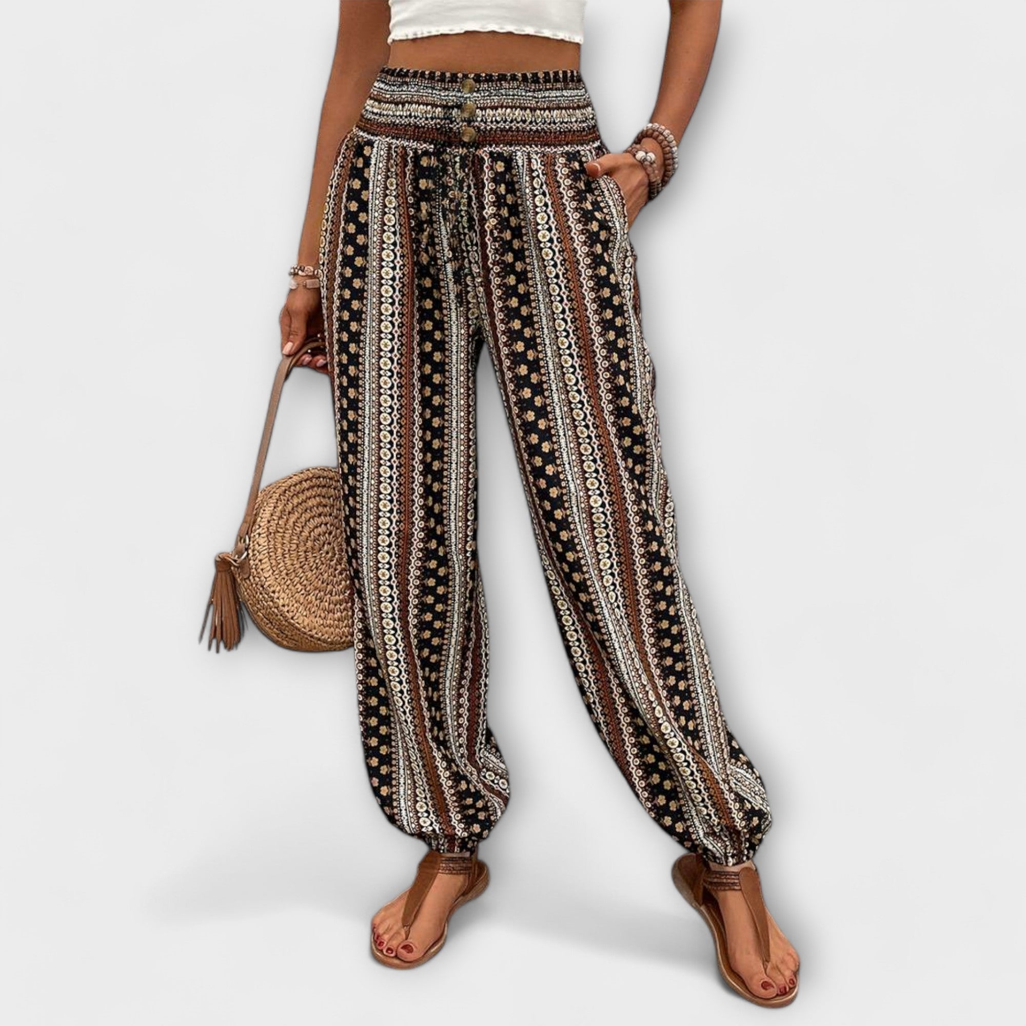 Scarlet - Pantaloni cu model etnic