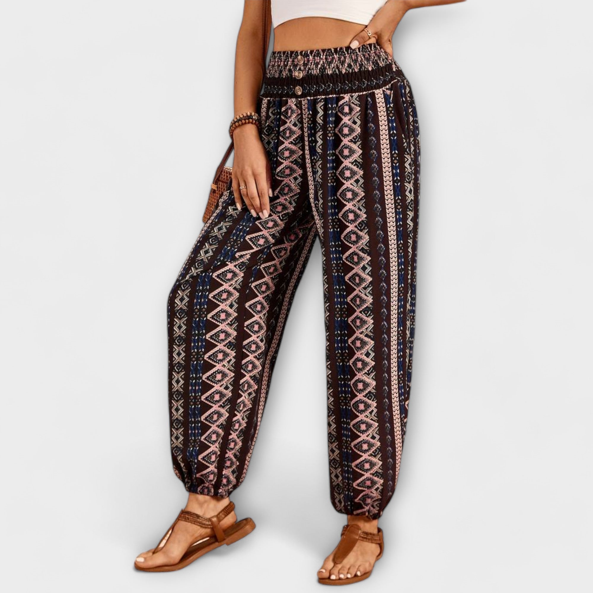 Scarlet - Pantaloni cu model etnic
