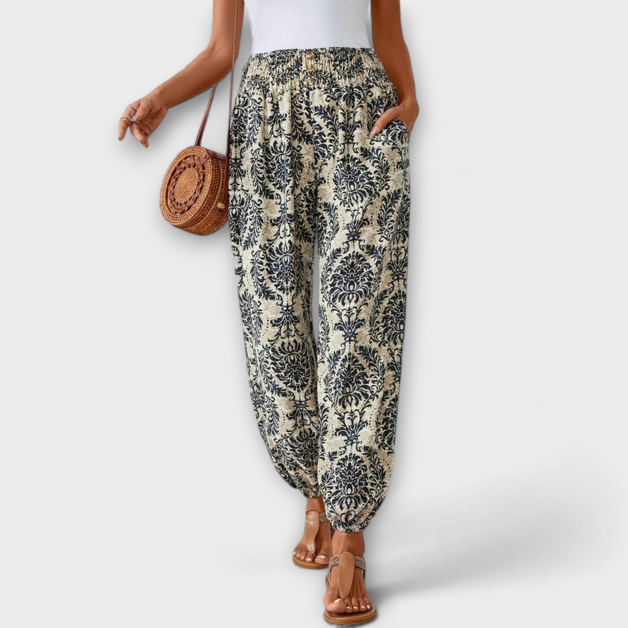 Scarlet - Pantaloni cu model etnic