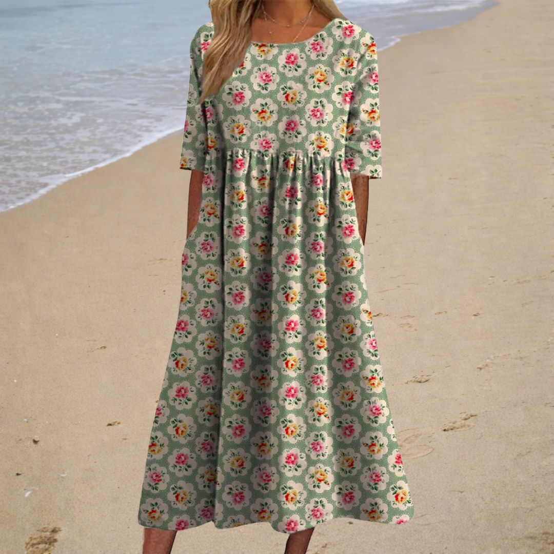 Rochie lungă fluidă, elegantă și confortabilă