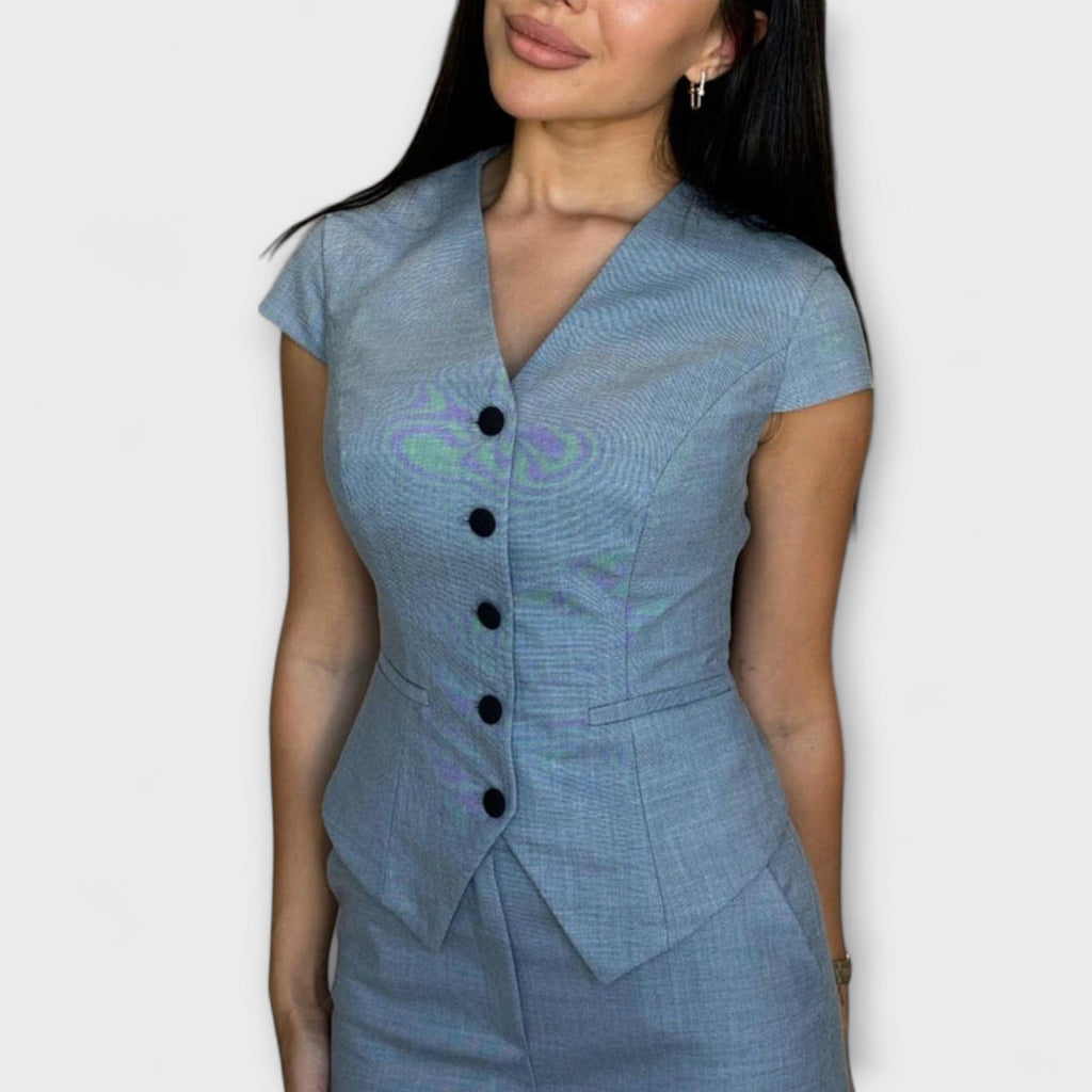 Ivy - Set elegant de top cu decolteu în V și pantaloni