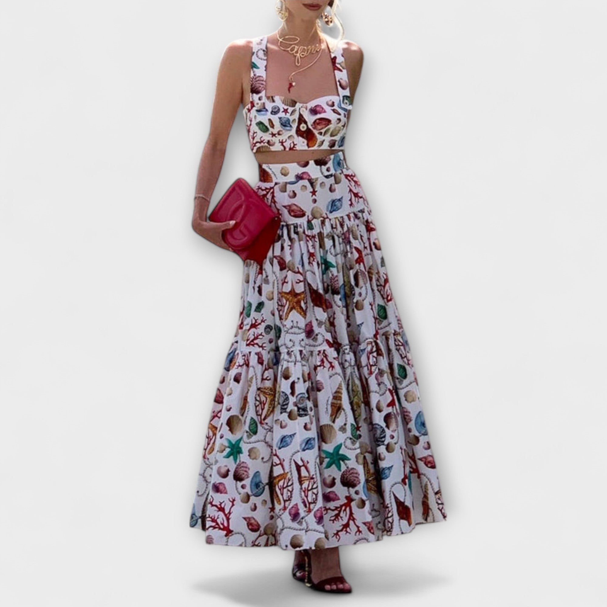 Heather - Set elegant din două piese cu fustă