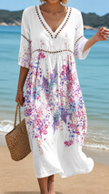 Rochie de Plajă Florală Ușoară și Aerisită