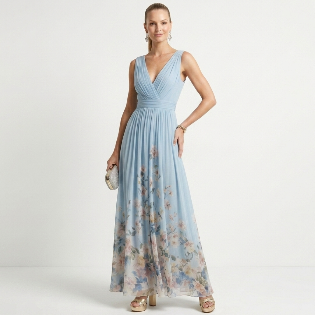 Denisa - Chiffon Floral și Decolteu în V