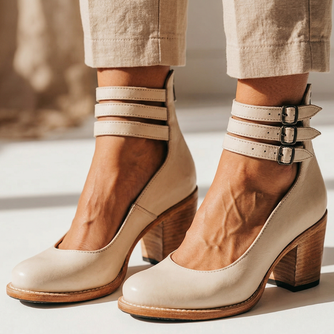 Milena - Pantofi cu toc din piele confortabili