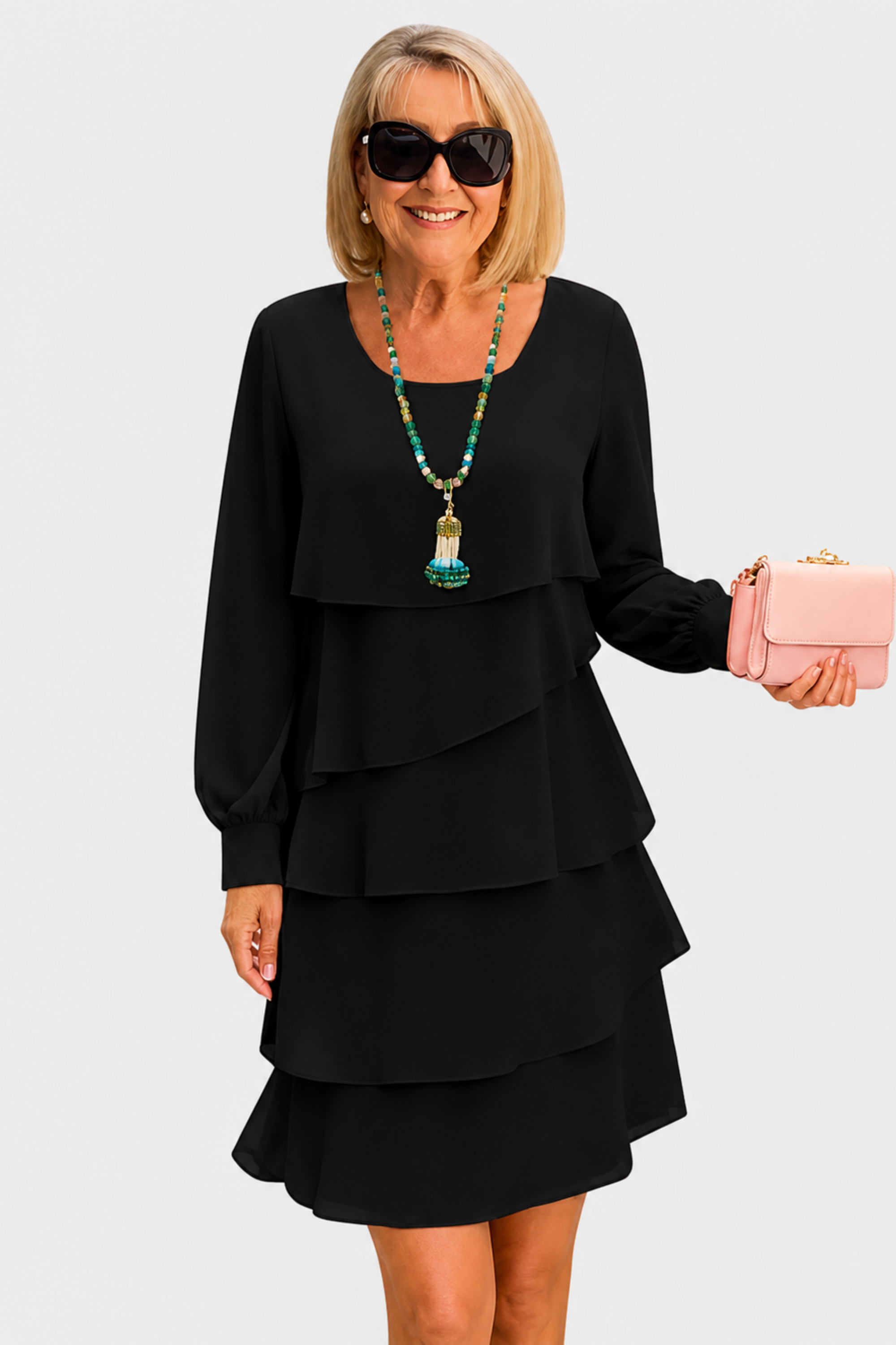 Margaret | Rochie Elegantă cu Volane și Mâneci Lungi