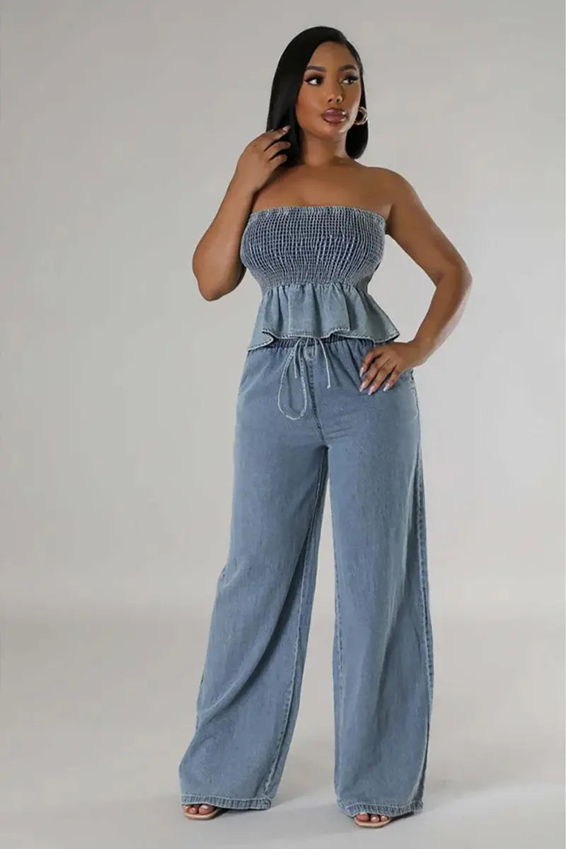 ISLA – SET STILAT DIN DENIM FORMAT DIN DOUĂ PIESĂ