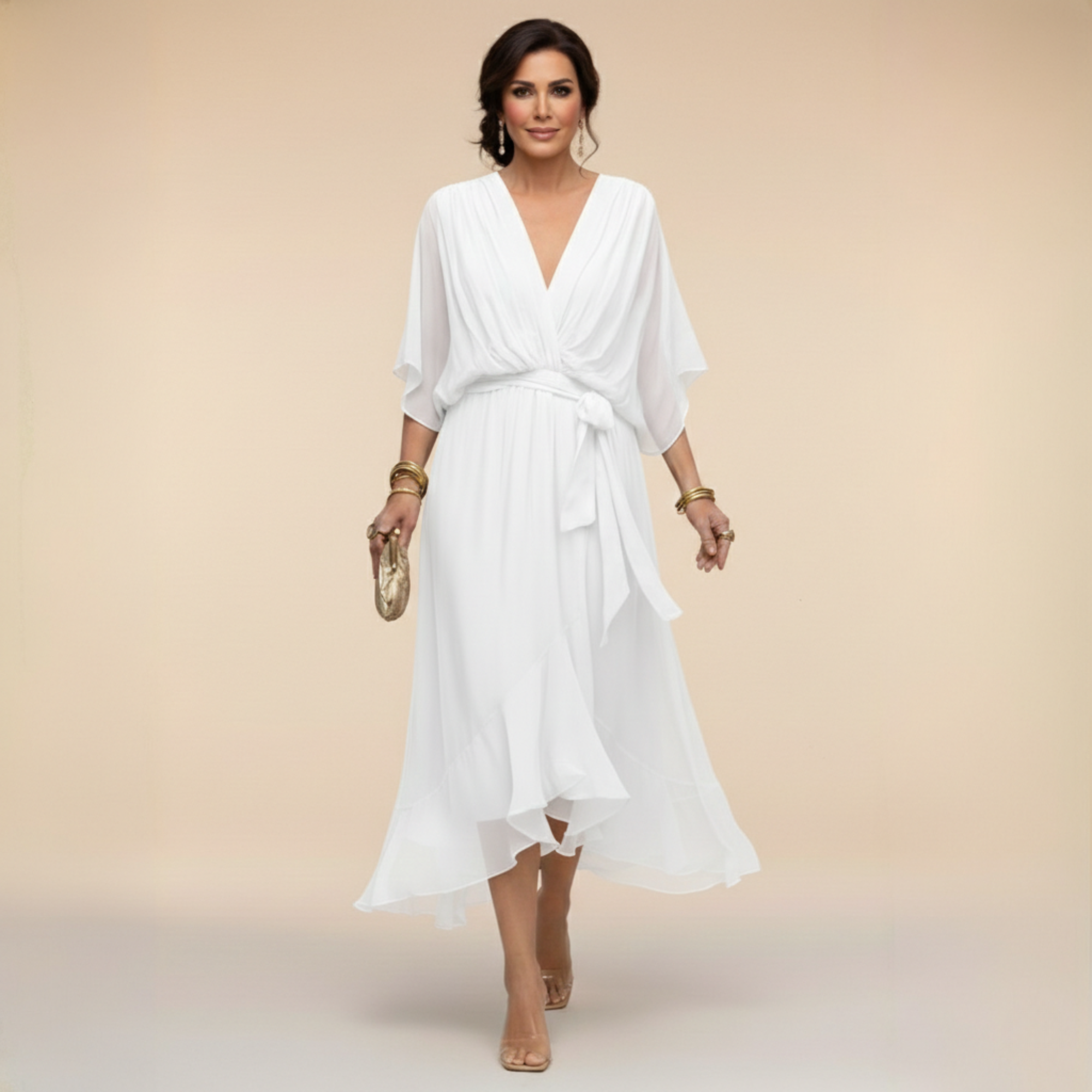 Monica - Rochie din chiffon cu decolteu în V