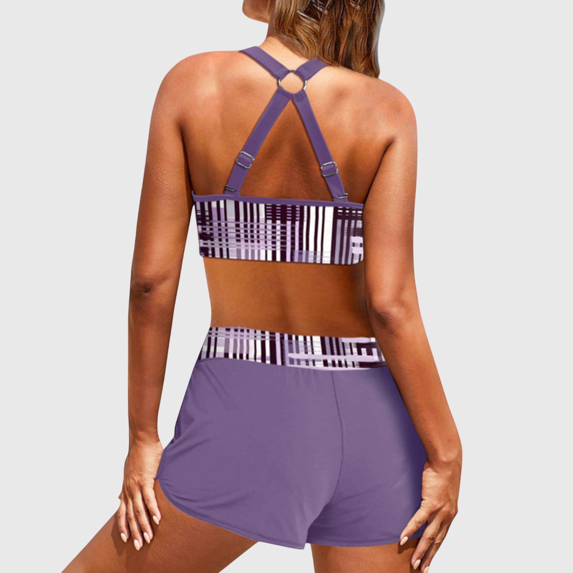 Janelle - Bikini cu Talie Înaltă cu Dungi