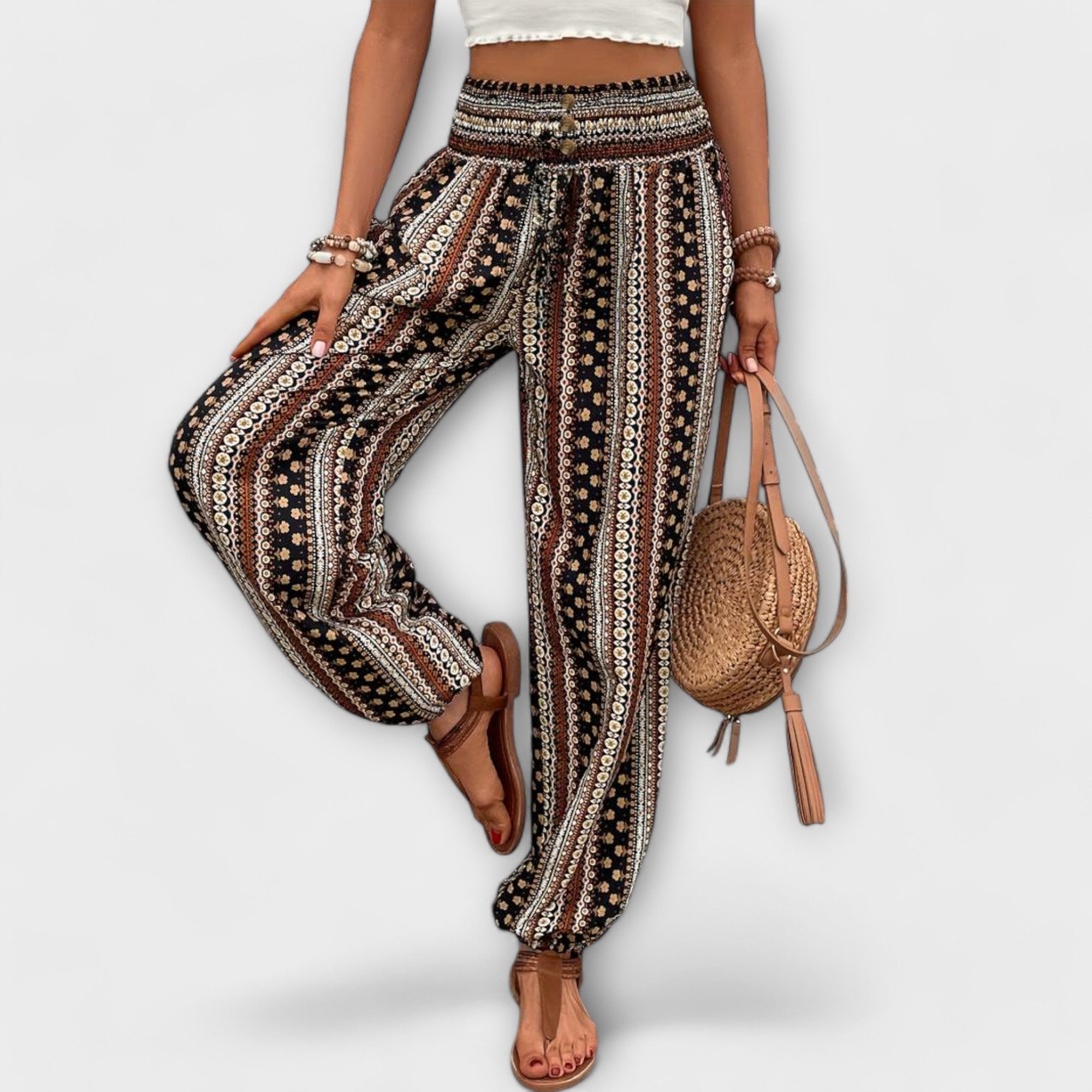 Scarlet - Pantaloni cu model etnic