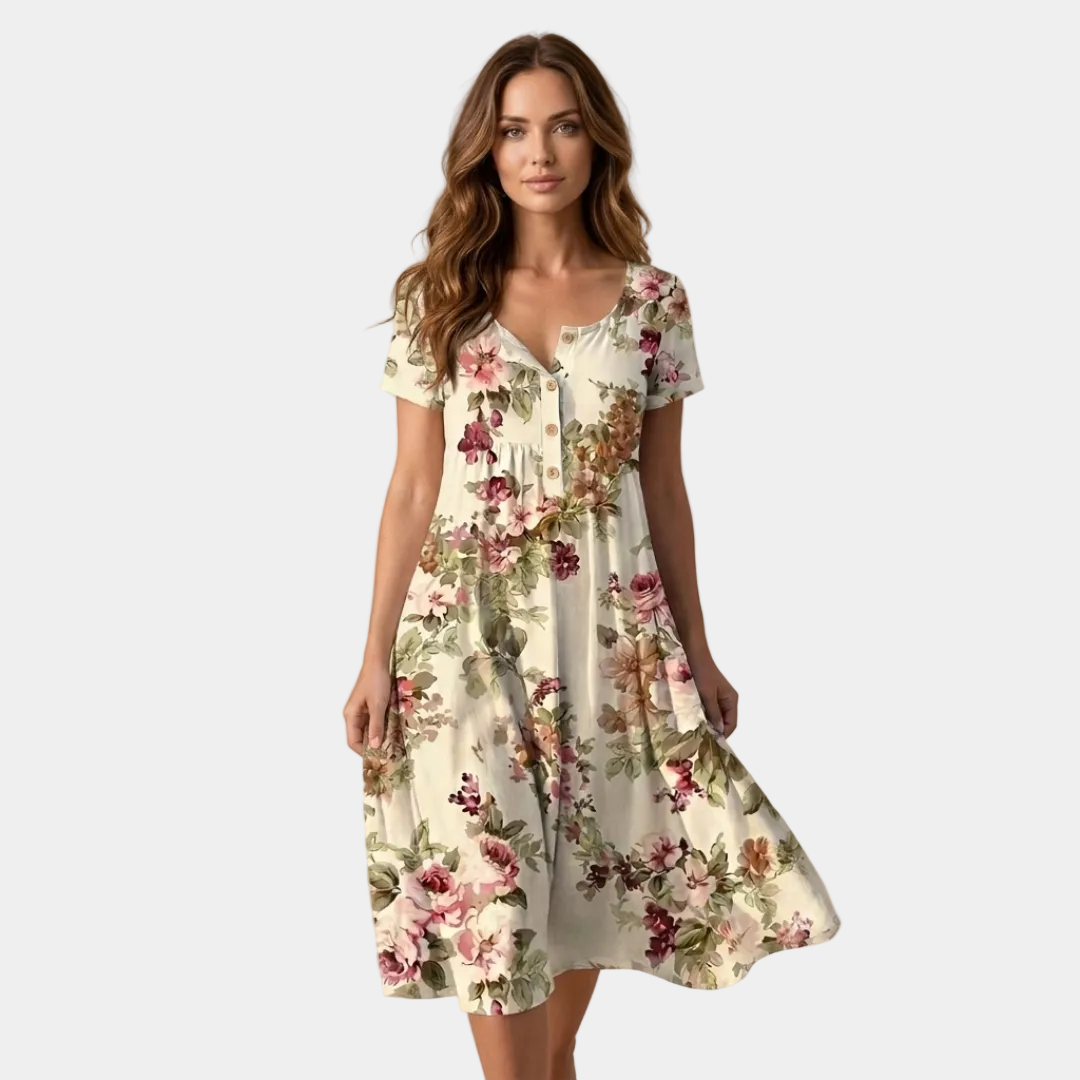 Flora - Rochie Vintage Cu Imprimare Florală