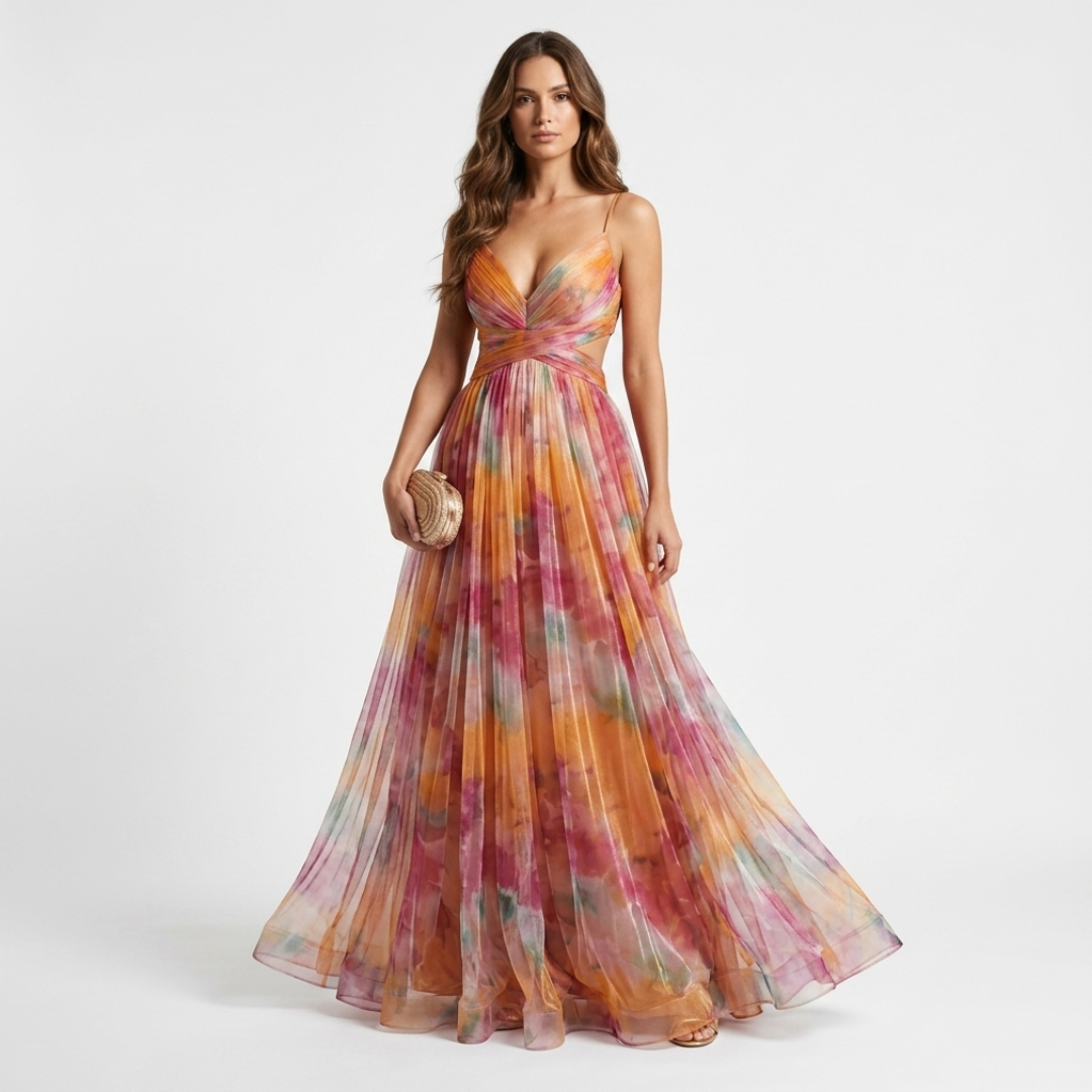 Irina - Rochie lungă cu imprimeu floral