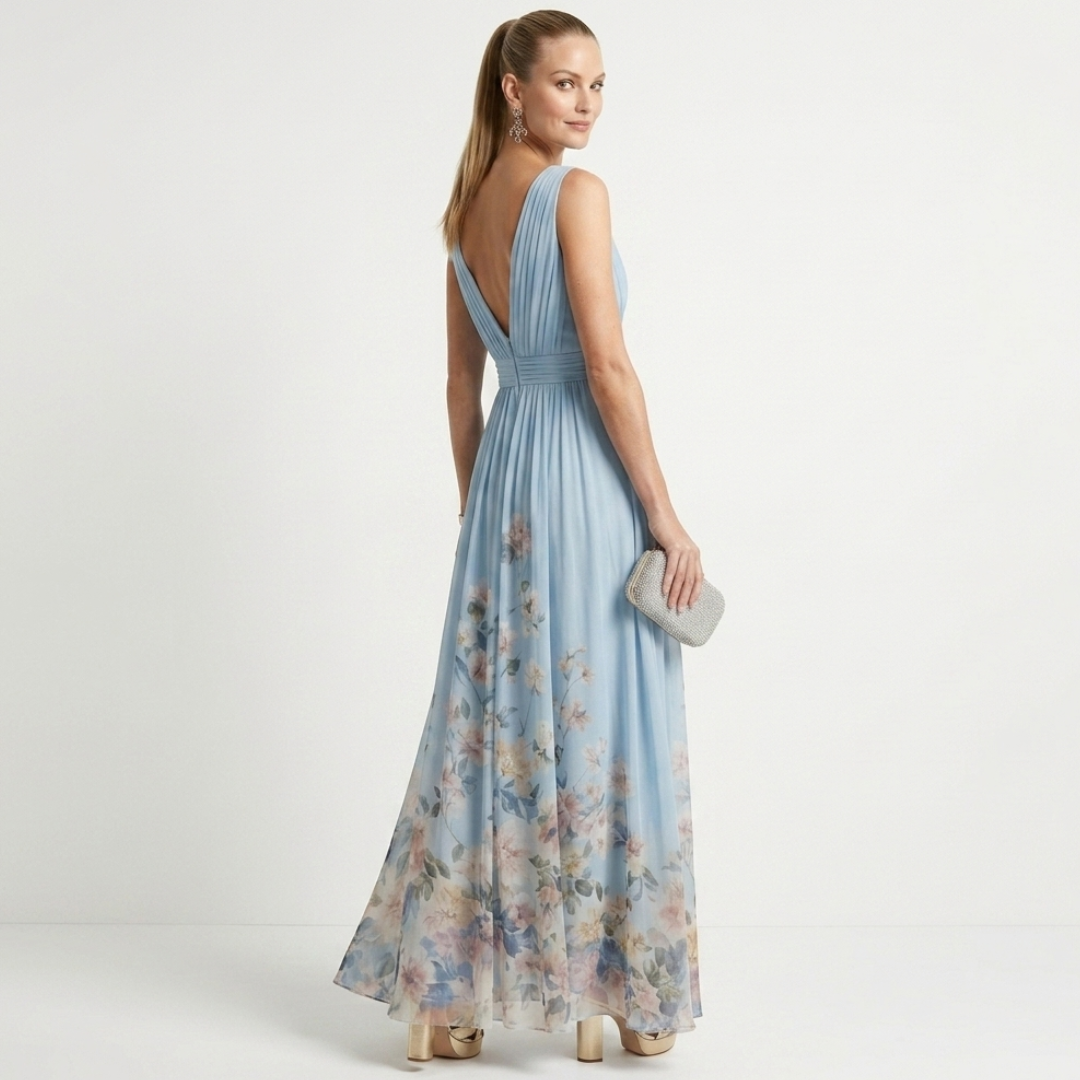 Denisa - Chiffon Floral și Decolteu în V