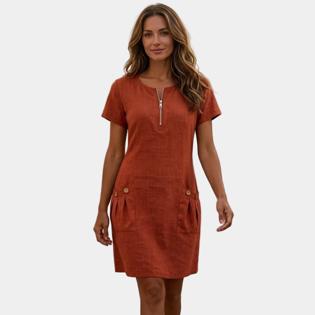 Ágata - Rochie scurtă cu fermoar și buzunare