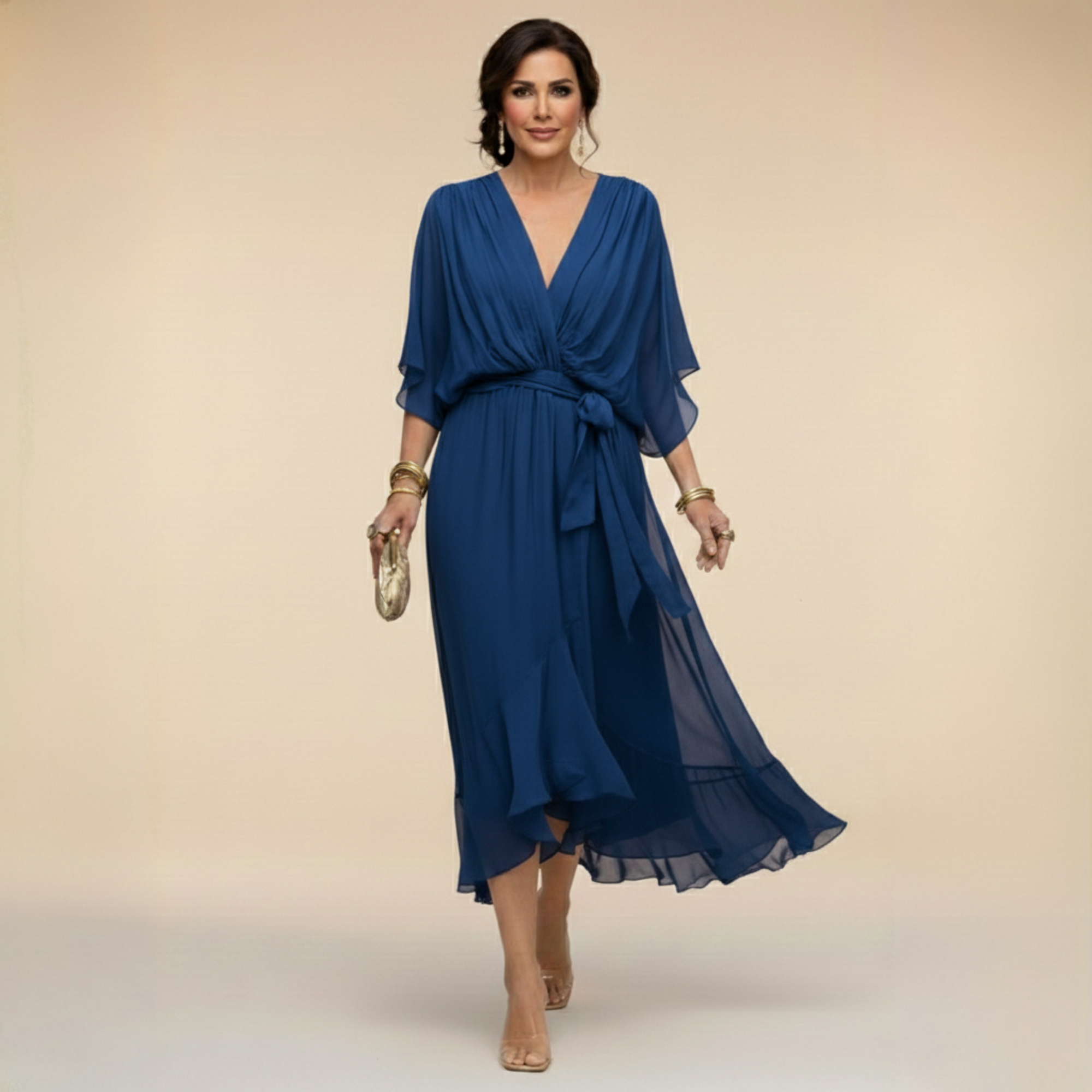 Monica - Rochie din chiffon cu decolteu în V