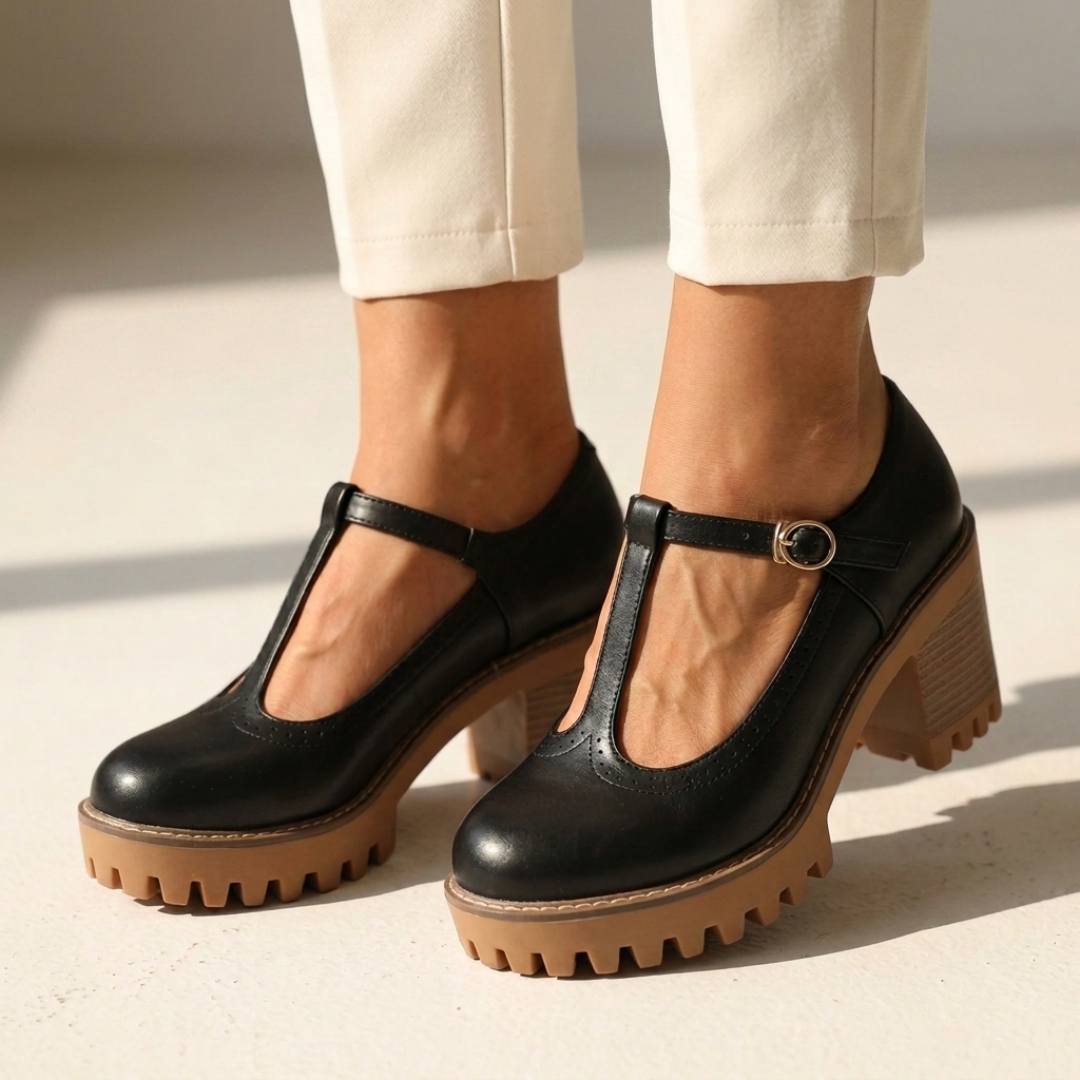 Meg - Pantofi eleganți cu toc și curea T