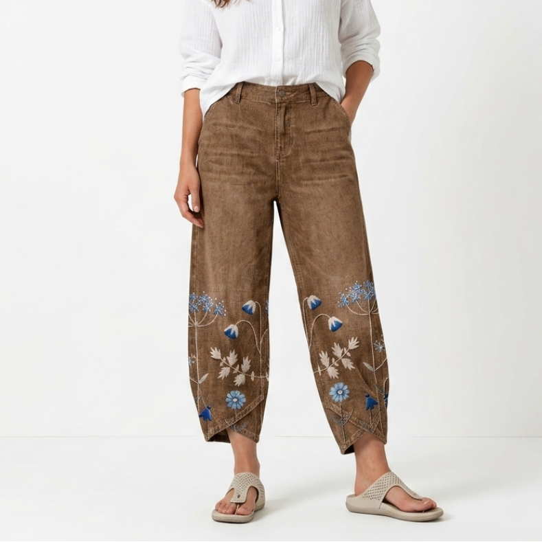 Flavia - Pantaloni casual brodați