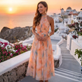 Stephanie - Rochie din mătase cu guler halter
