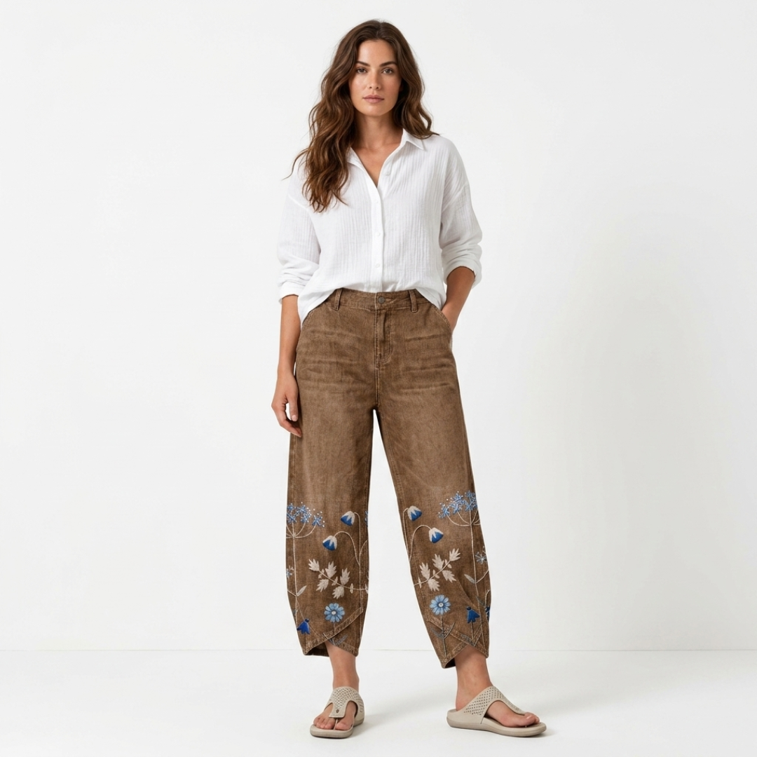 Flavia - Pantaloni casual brodați