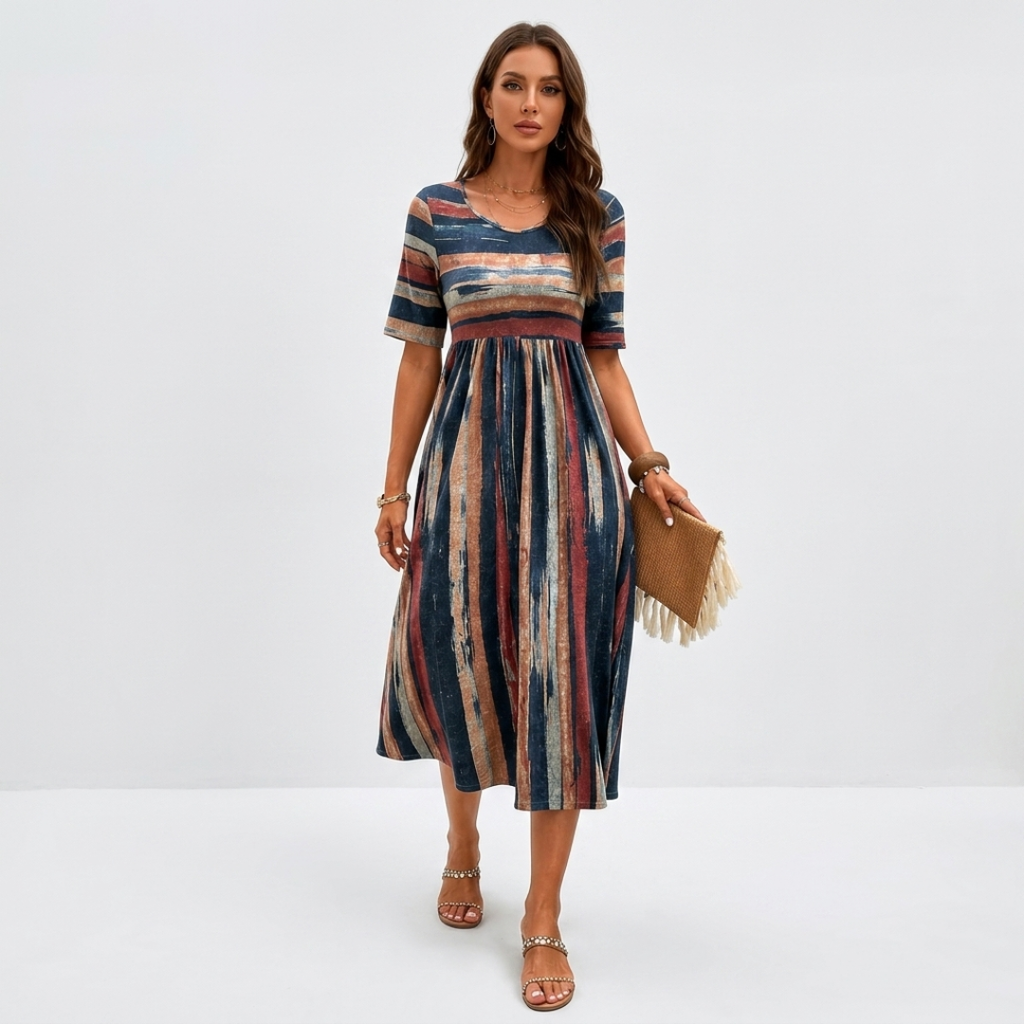 Mihaela - Rochie Midi cu Dungi
