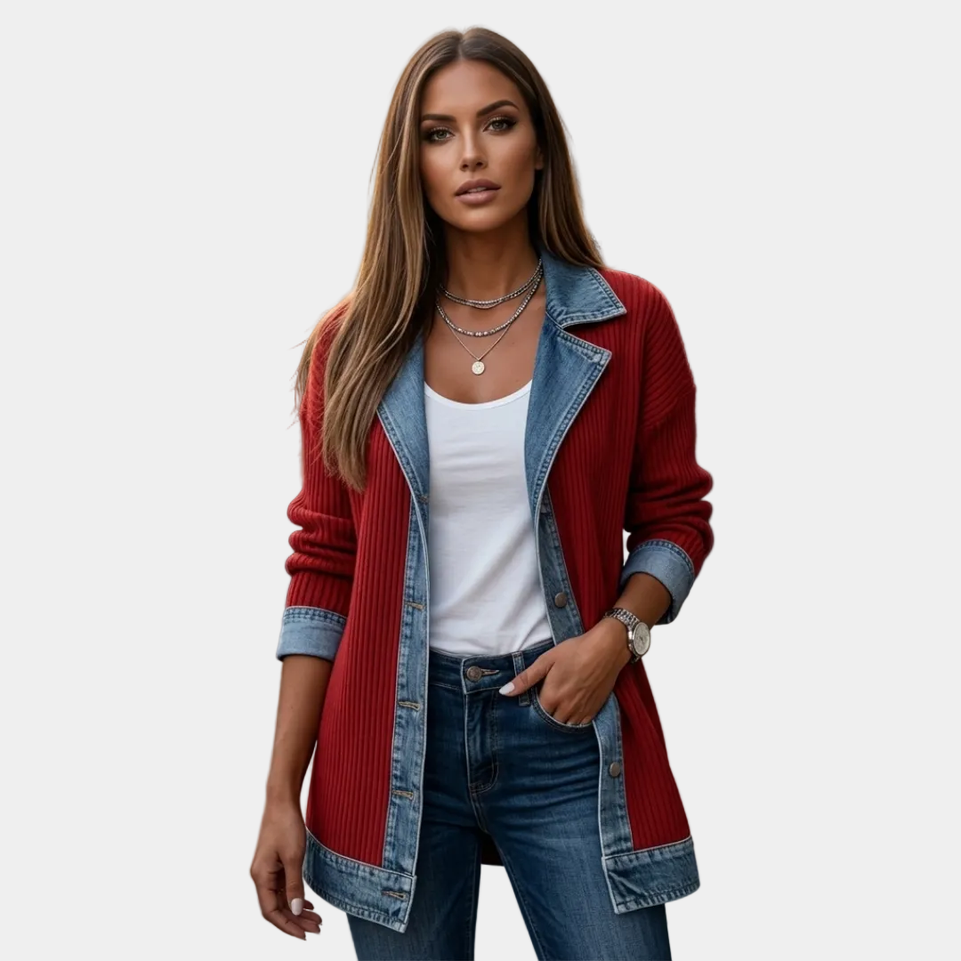 Andreea - Jachetă din tricot și denim