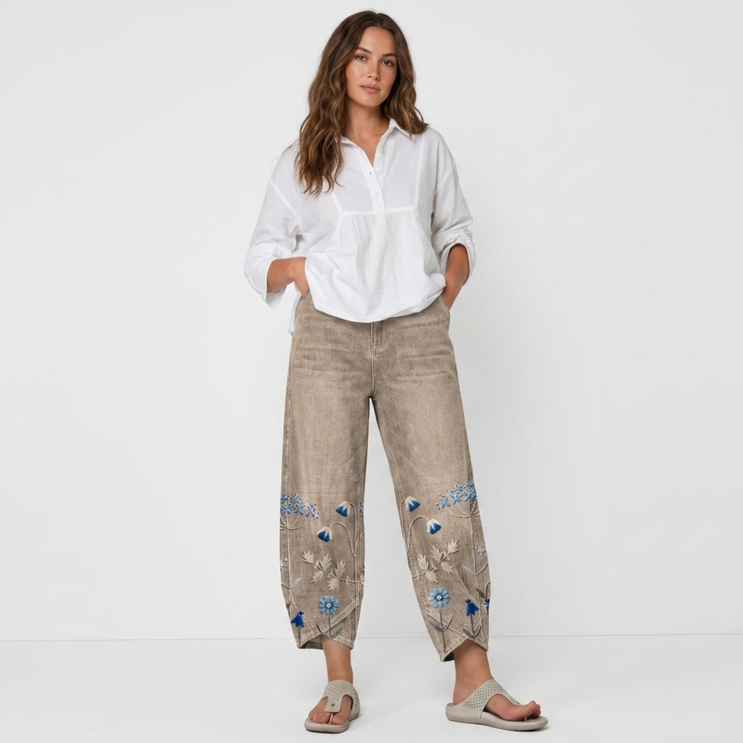 Flavia - Pantaloni casual brodați