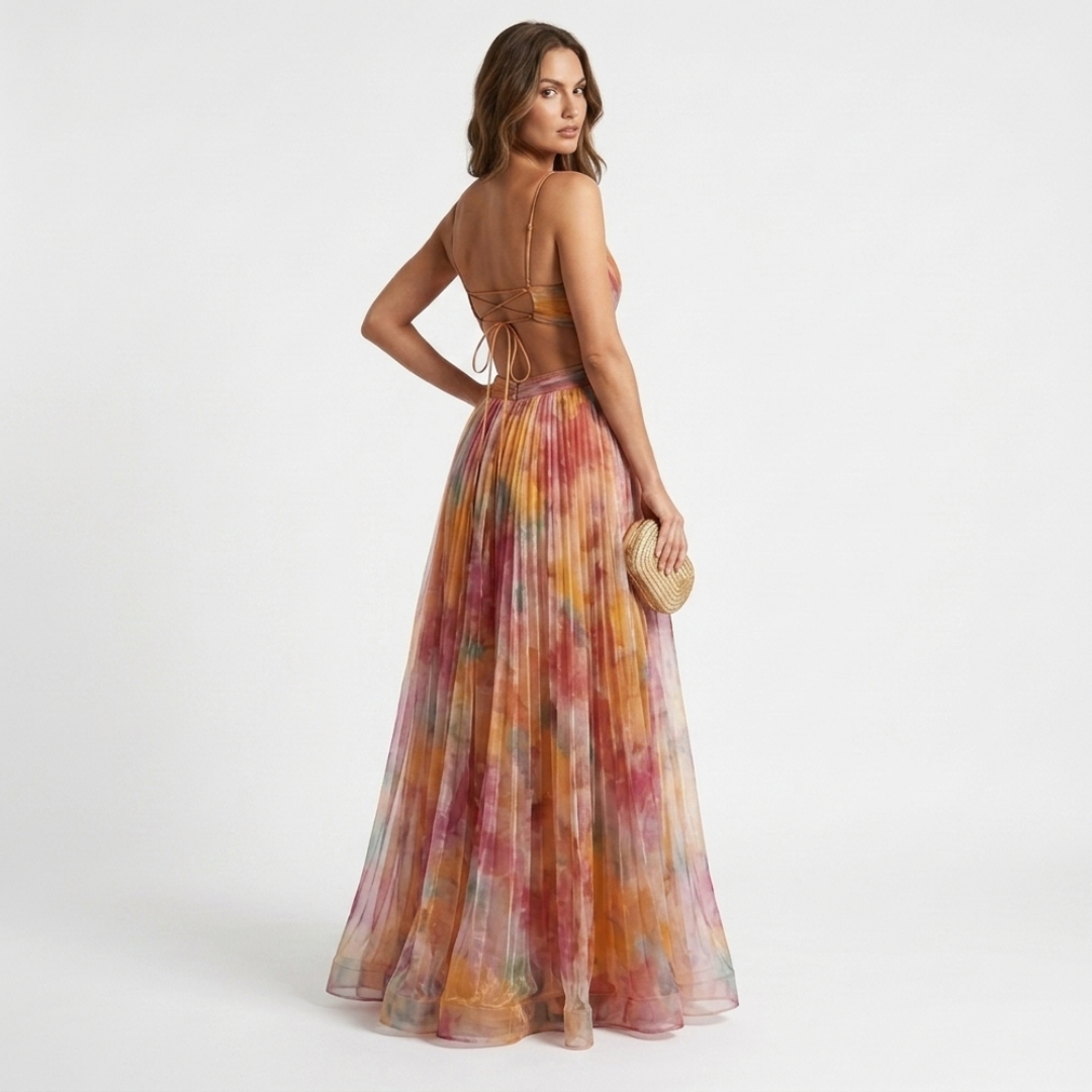 Irina - Rochie lungă cu imprimeu floral