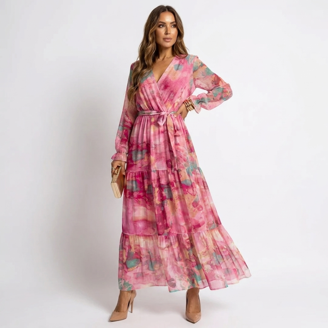 Luzia - Rochie cu design încrucișat și model floral