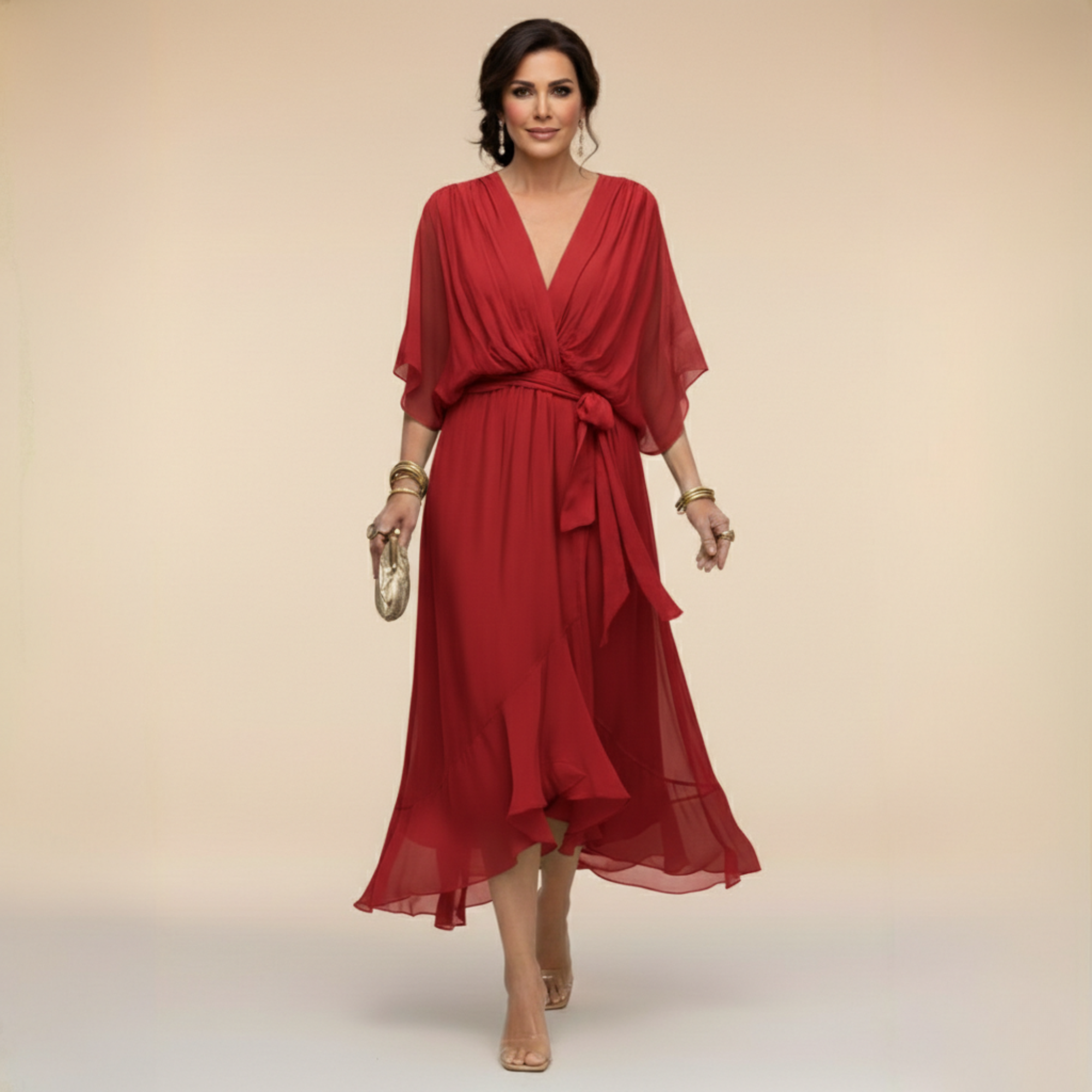 Monica - Rochie din chiffon cu decolteu în V