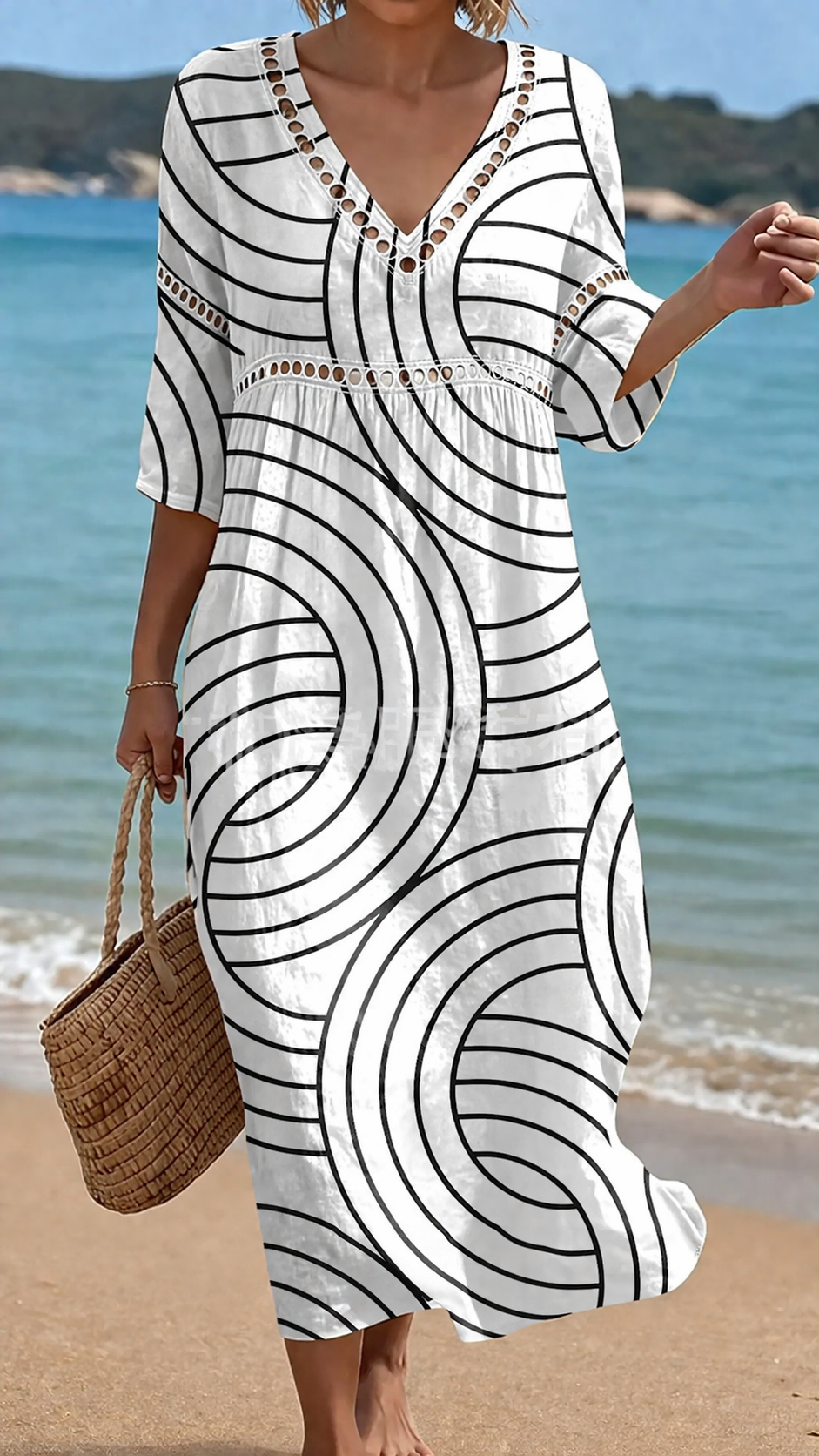 Rochie de Plajă cu Linii Moderne
