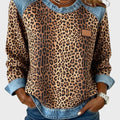 Roxy | Top cu model leopard și margini din denim