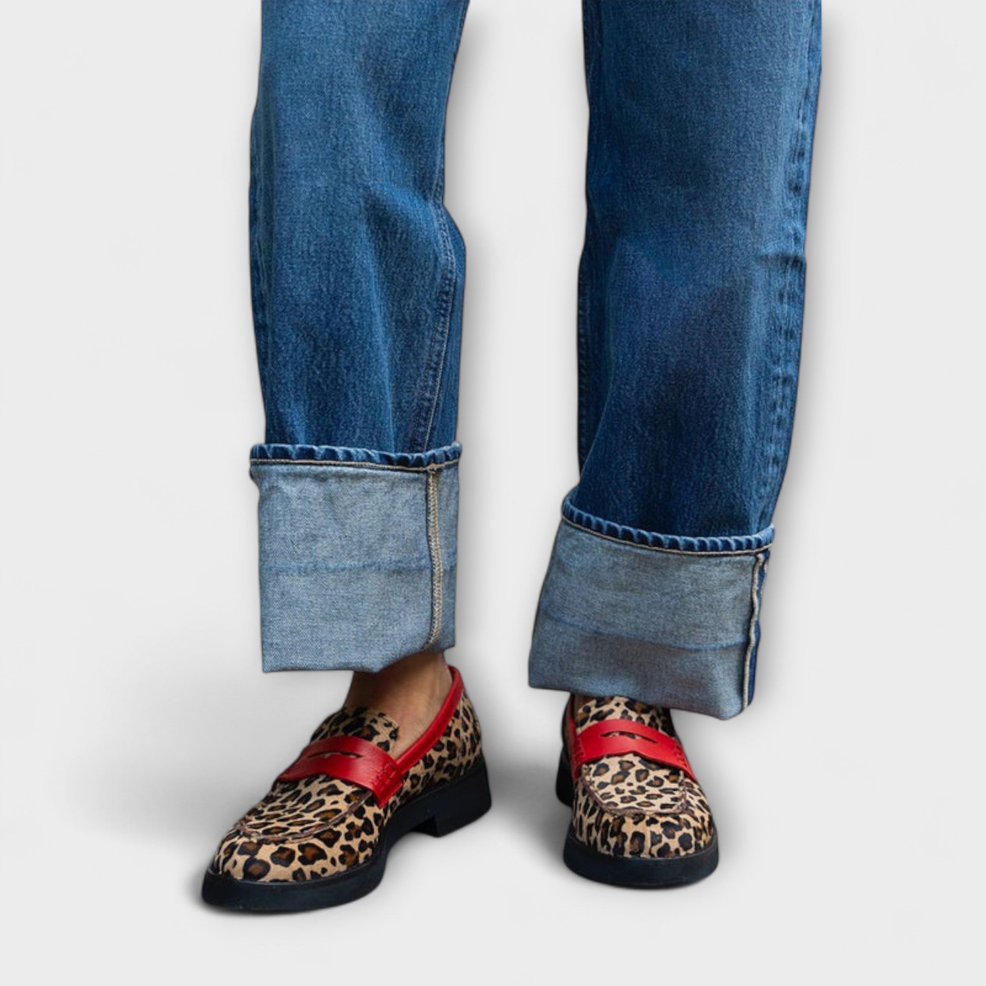 Marianna - Mocasin leopard cu suede sintetic și vârf rotund