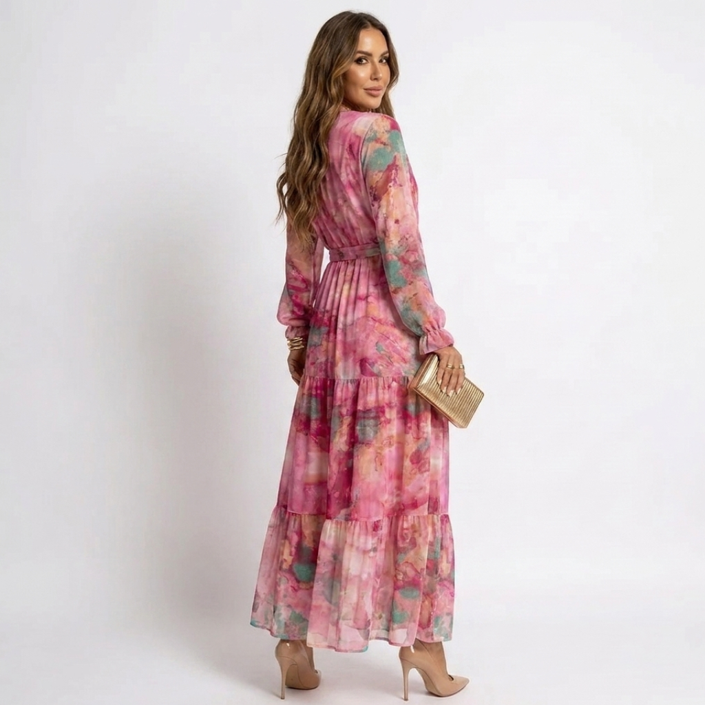 Luzia - Rochie cu design încrucișat și model floral