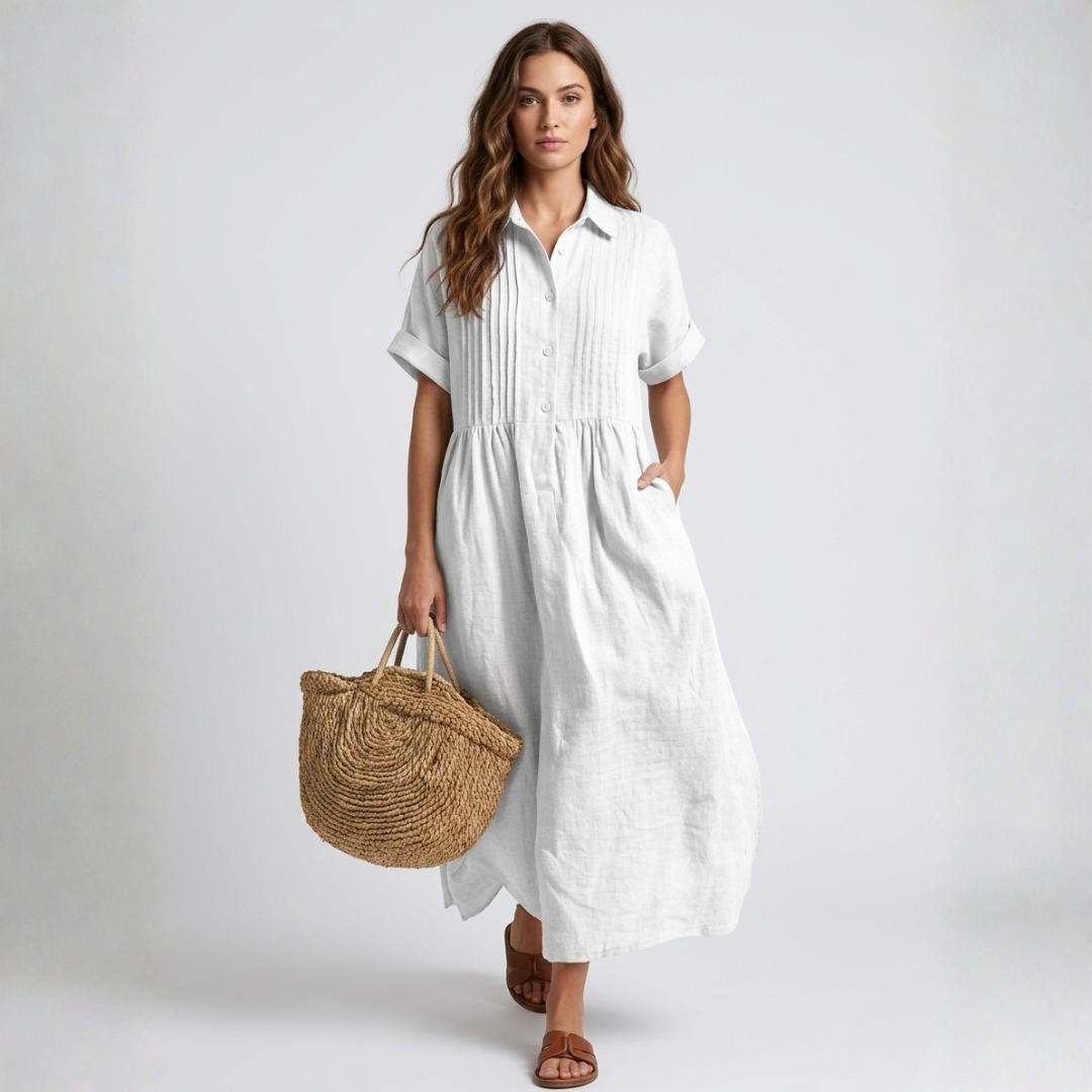 Electra - Rochie-camasa din bumbac lejer