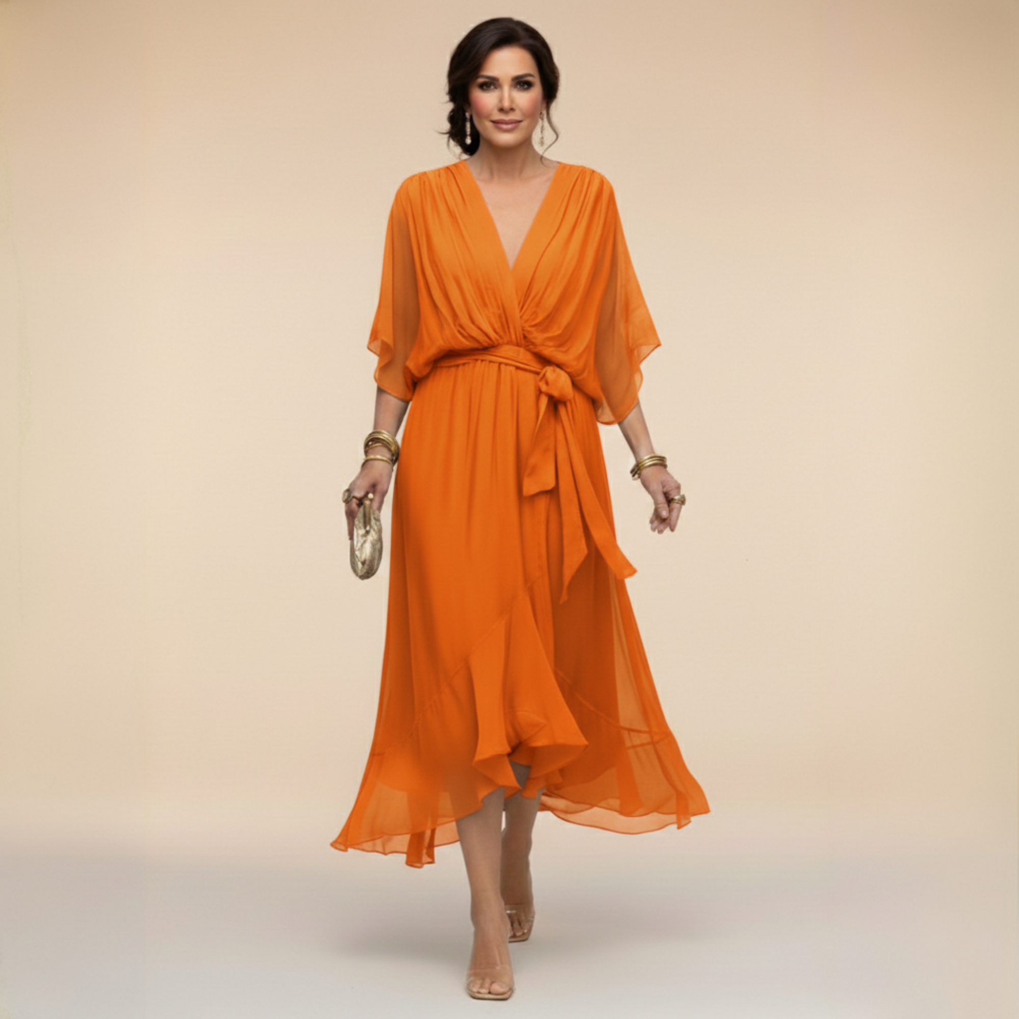 Monica - Rochie din chiffon cu decolteu în V