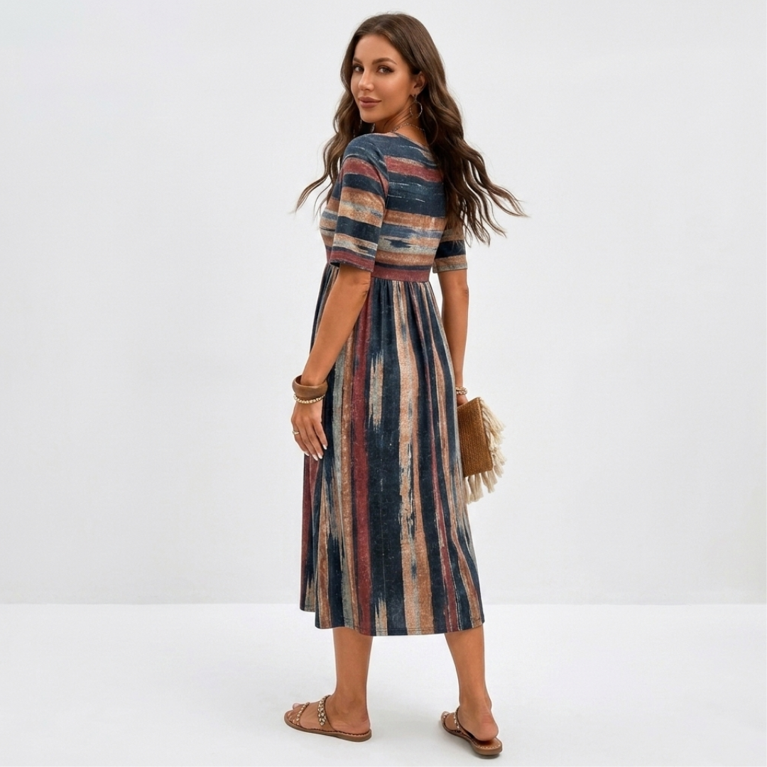 Mihaela - Rochie Midi cu Dungi