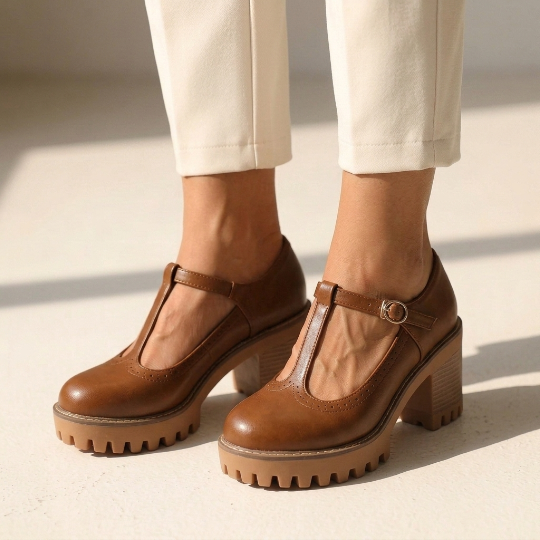 Meg - Pantofi eleganți cu toc și curea T