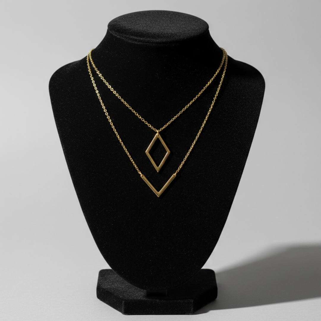 Melina - Colier elegant cu pandantiv geometric în formă de V