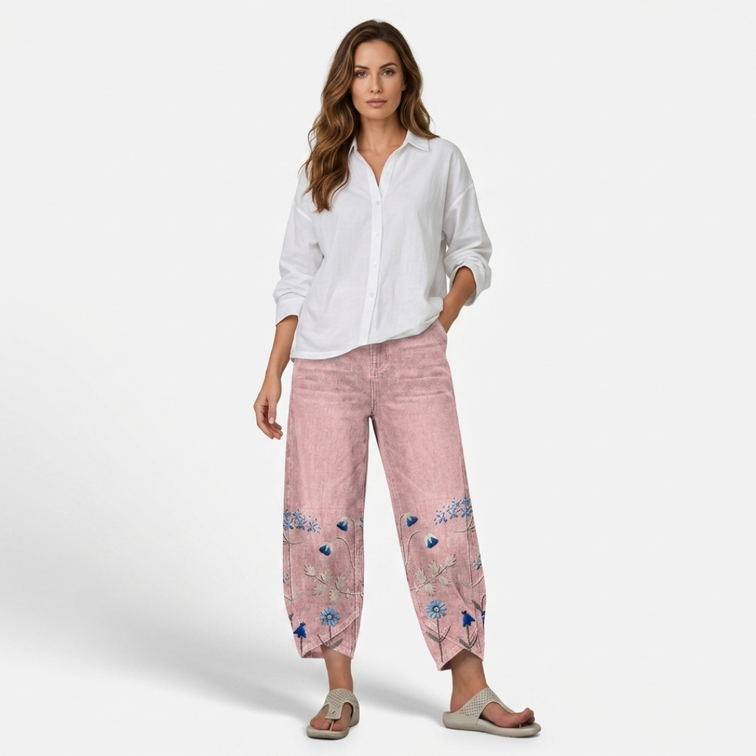 Flavia - Pantaloni casual brodați