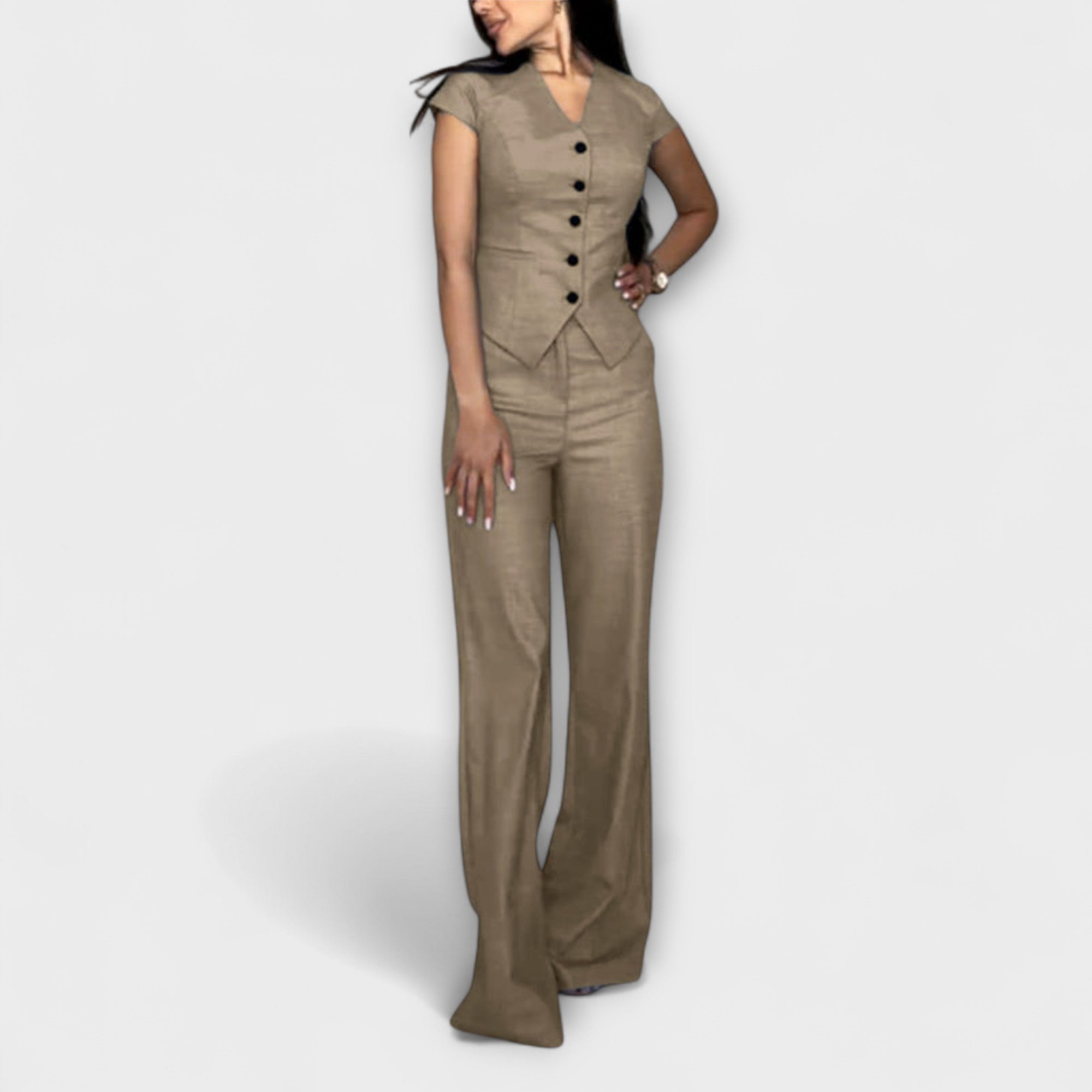 Ivy - Set elegant de top cu decolteu în V și pantaloni