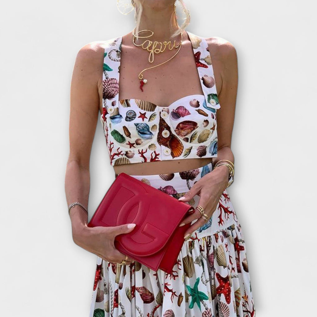 Heather - Set elegant din două piese cu fustă