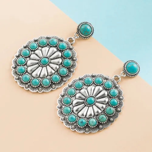 Cercei Medaillon Vintage Turcoaz & Perle