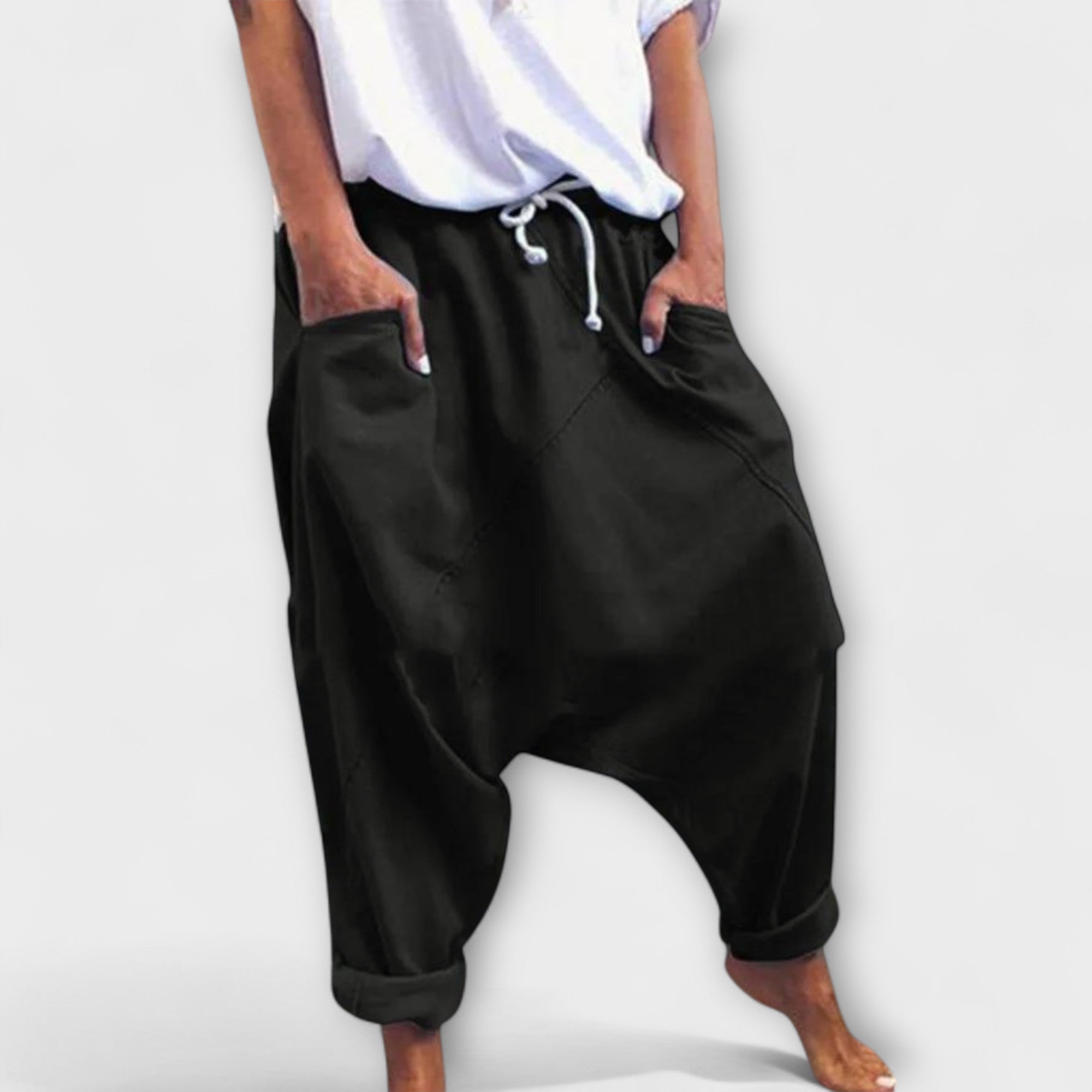 Harem - Pantaloni harem largi cu legare