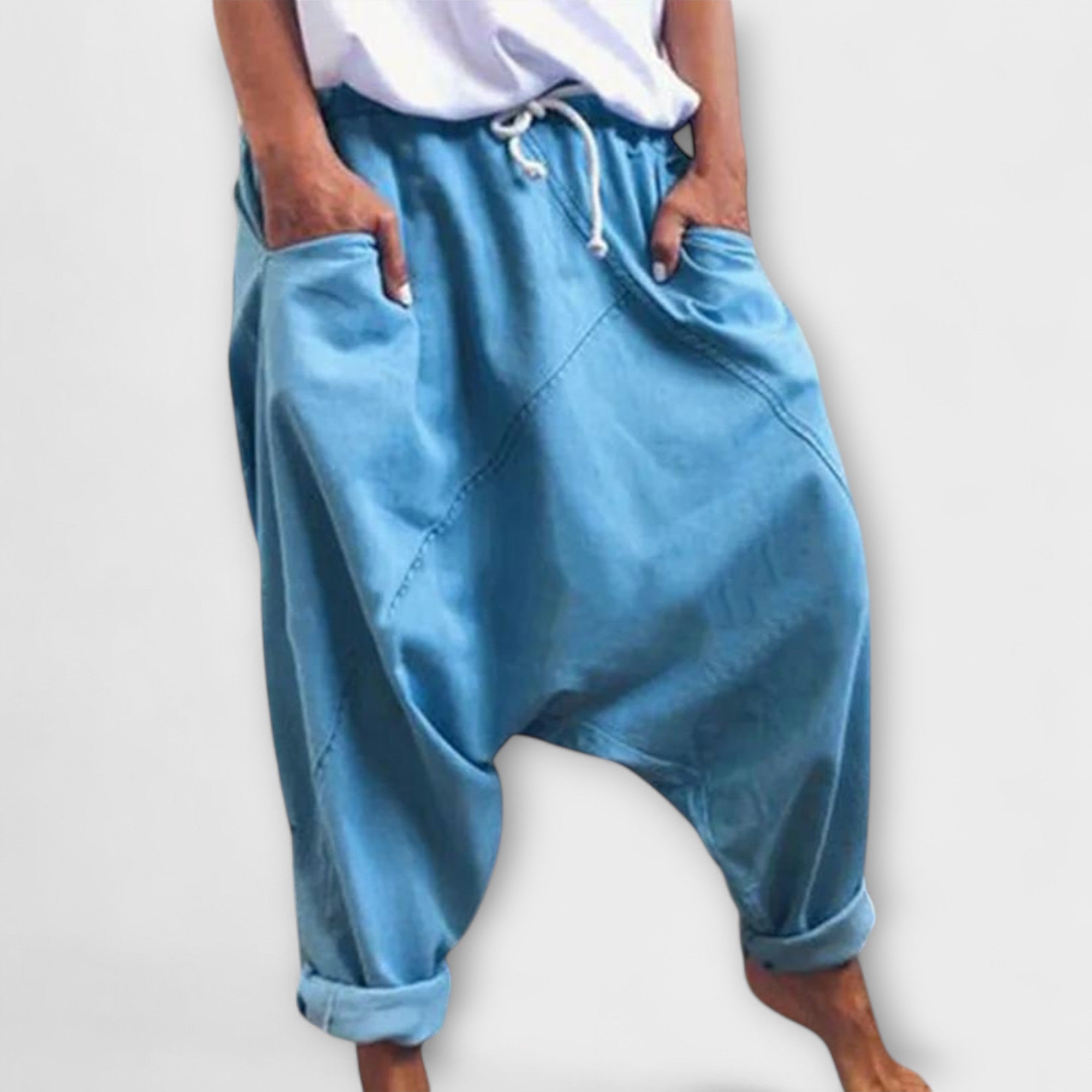 Harem - Pantaloni harem largi cu legare