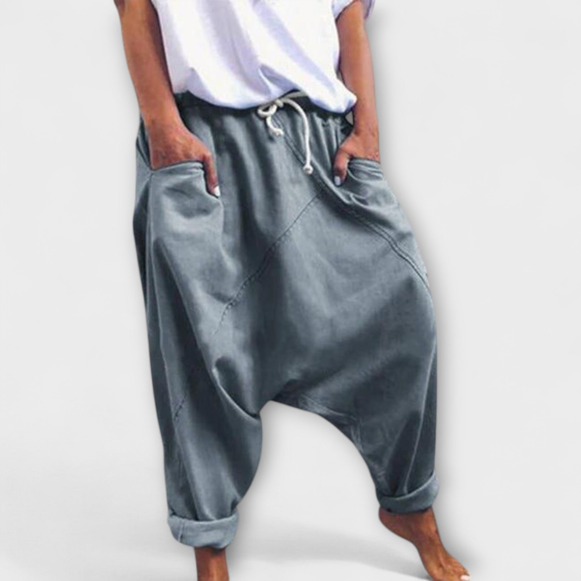 Harem - Pantaloni harem largi cu legare