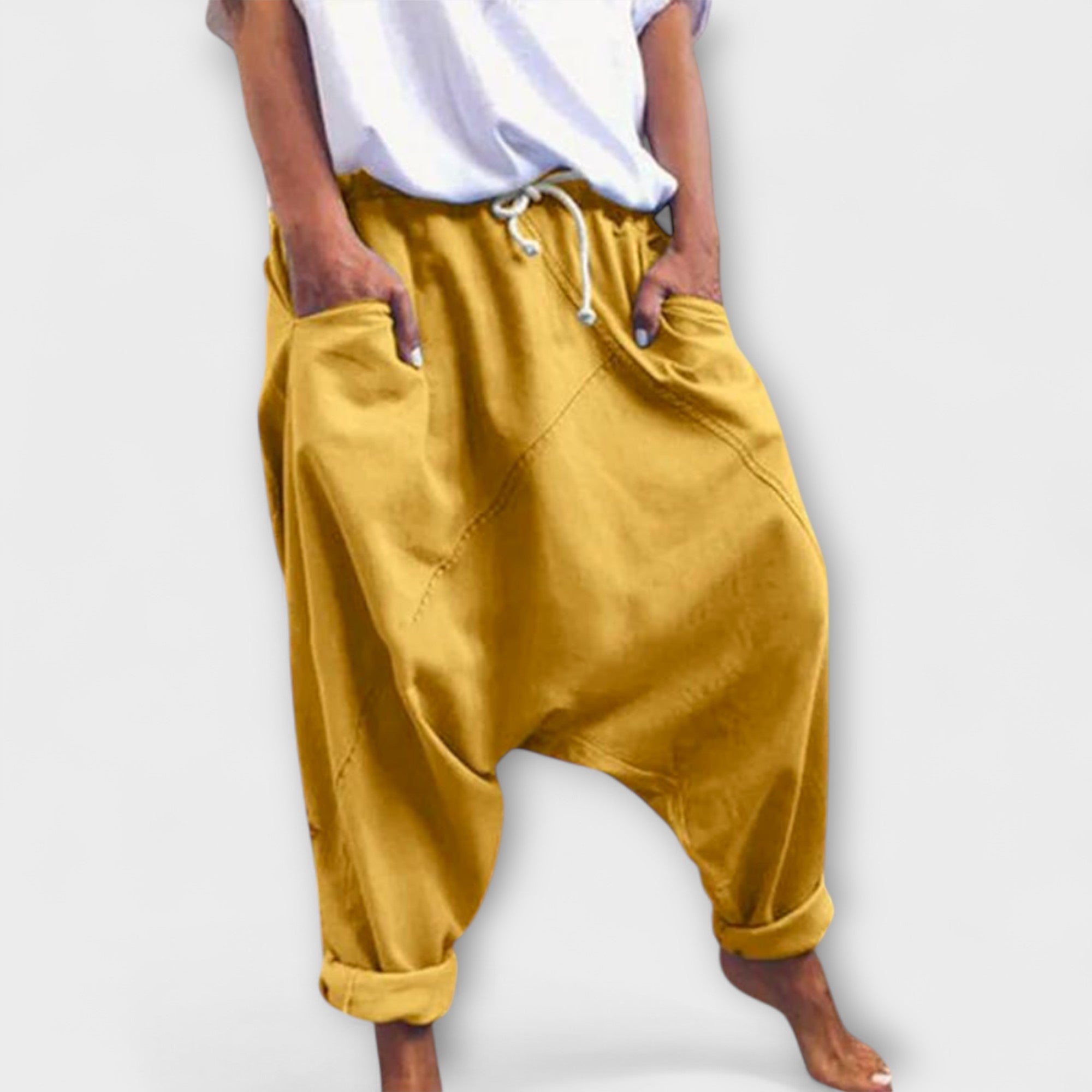Harem - Pantaloni harem largi cu legare