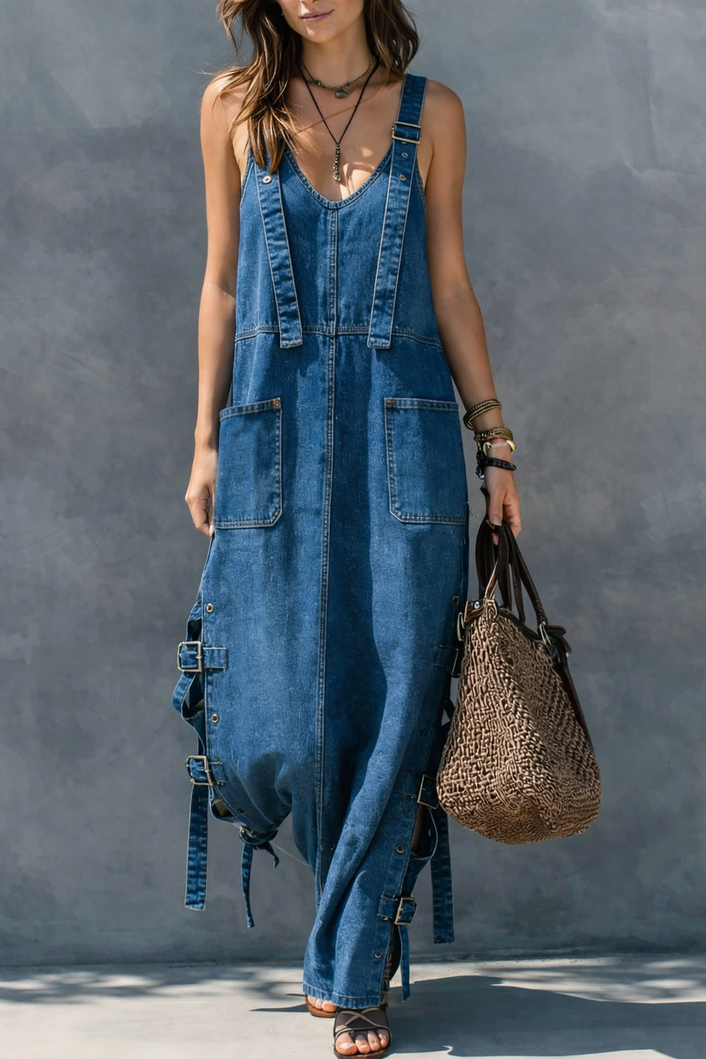 Harper™ | Salopetă din denim cu talie elastică
