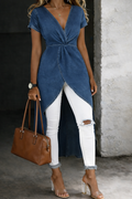 Jessica™ | Tunică portofel din denim cu decolteu în V