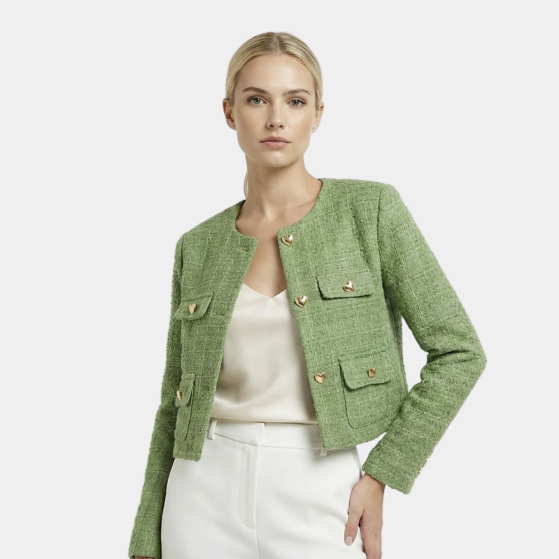 Daria - Jachetă Tweed Verde