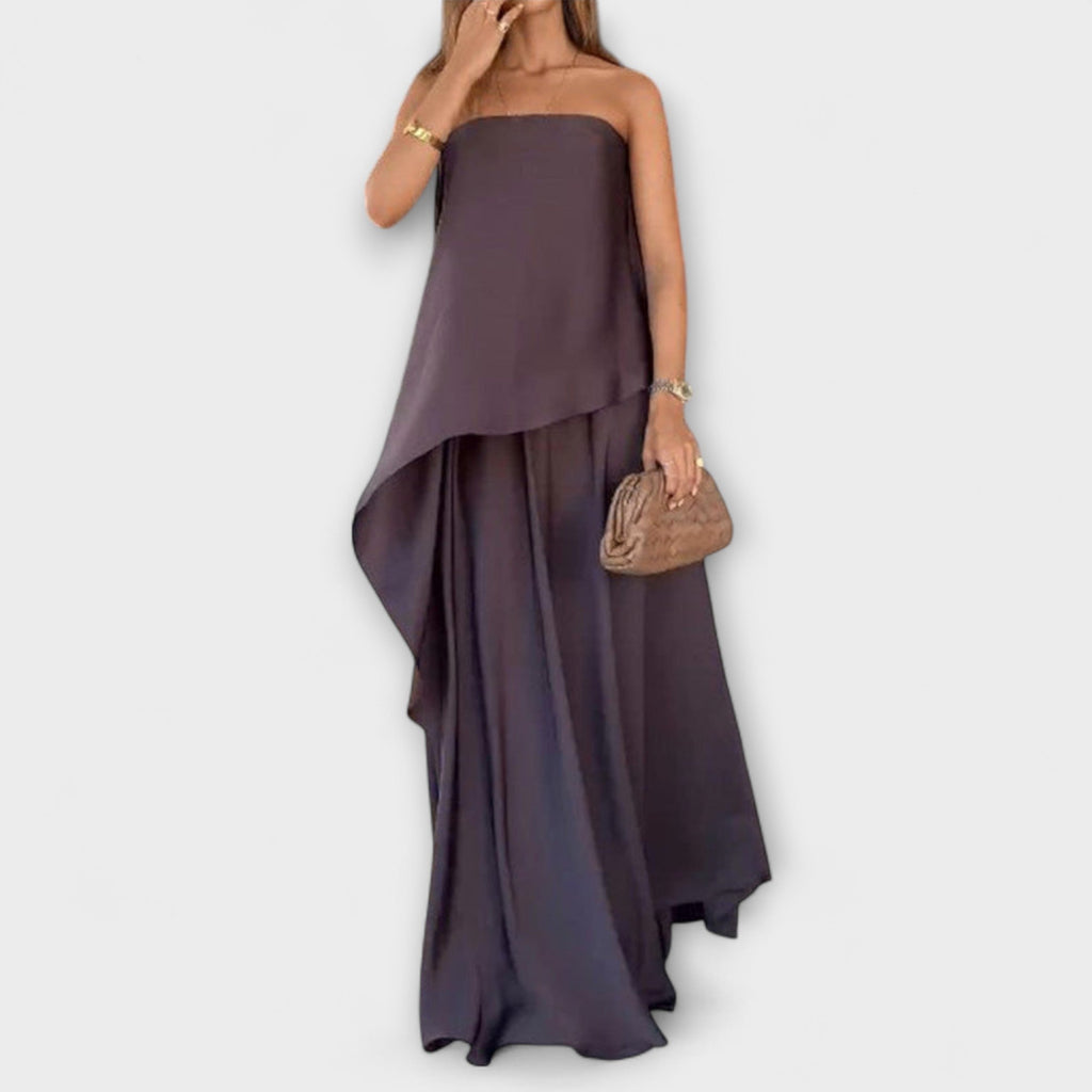 Ruby - Top elegant fără bretele și fustă